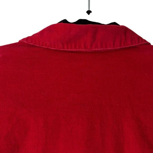 J. Jill M red corduroy fine wale cotton soft button front long sleeve tunic shir - Picture 8 of 11